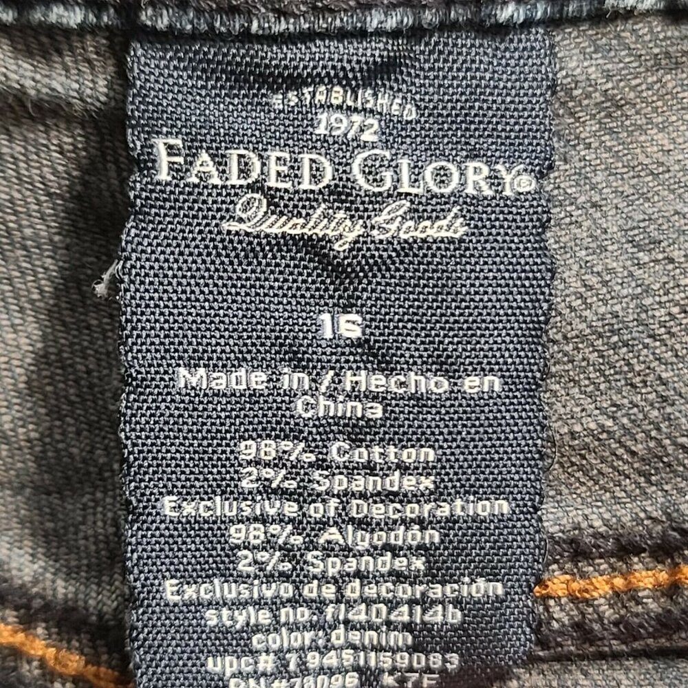 Faded Glory Jeans Womens Size 16 Blue Whisker Washout Denim Slim Straight Leg - Picture 4 of 12